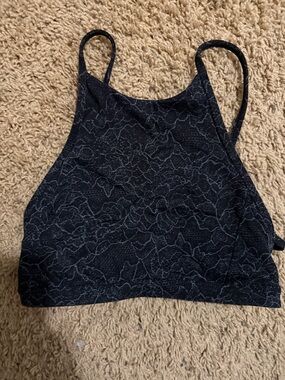 lululemon athletica Black Floral-Pattern High Neck Sports Bra